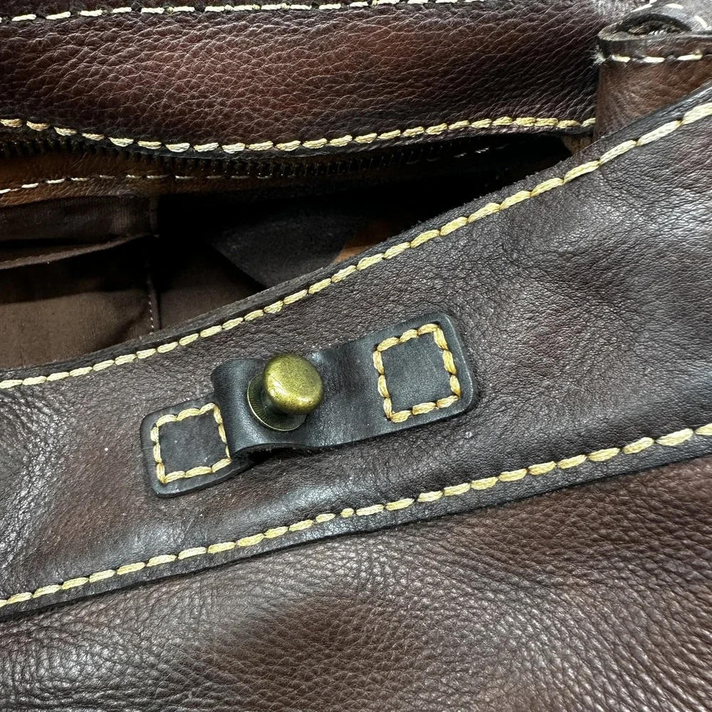 JEAN SHOP Leather Satchel Bag Distressed Large Messenger Tote New York